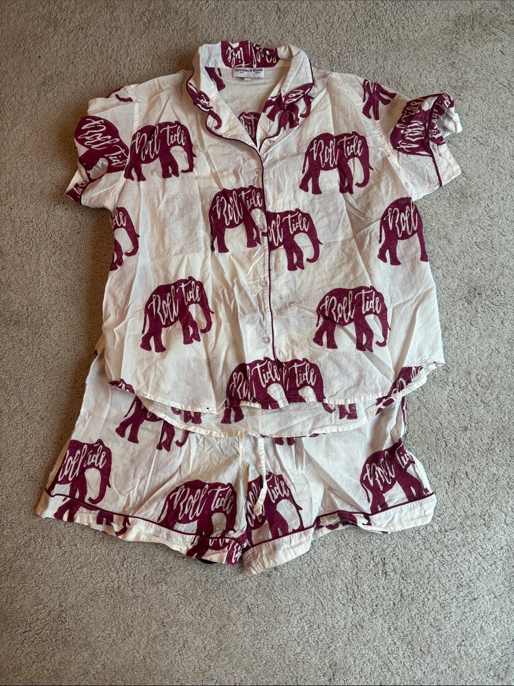 Women’s Short-Sleeve Pajama Set with Roll Tide Elephant Print